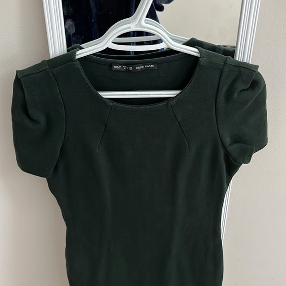 Women’s Zara Basic bodycon dark green dress - Picture 3 of 4